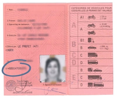 Exemple ancien permis de conduire